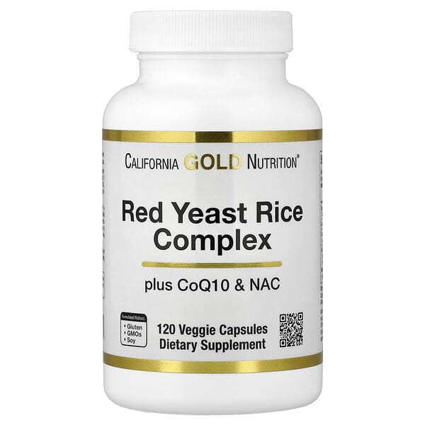 California Gold Nutrition, Red Yeast Rice Complex with Organic Red Yeast Rice, N-Acetyl Cysteine, Coenzyme Q10, and Milk Thistle Extract, 120 Veggie Capsules