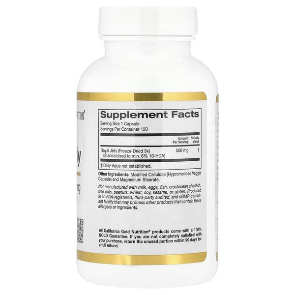 Alternative view of California Gold Nutrition, Royal Jelly, 500 mg, 120 Veggie Capsules