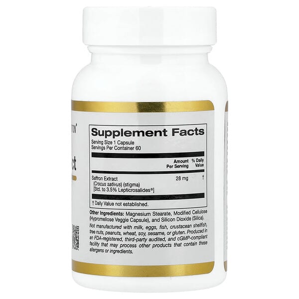 Alternative view of California Gold Nutrition, Saffron Extract with Affron®, 28 mg, 60 Veggie Capsules