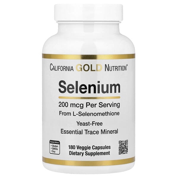California Gold Nutrition, Selenium, Yeast-Free, 200 mcg, 180 Veggie Capsules