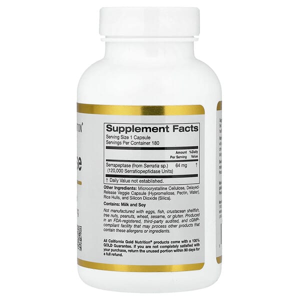 Alternative view of California Gold Nutrition, Serrapeptase, Proteolytic Enzyme, 120,000 SPUs, 180 Veggie Capsules