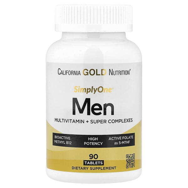 California Gold Nutrition, SimplyOne®, Men’s Multivitamin + Super Complexes with Vitamin C + Super Adaptogen Complex, 90 Tablets