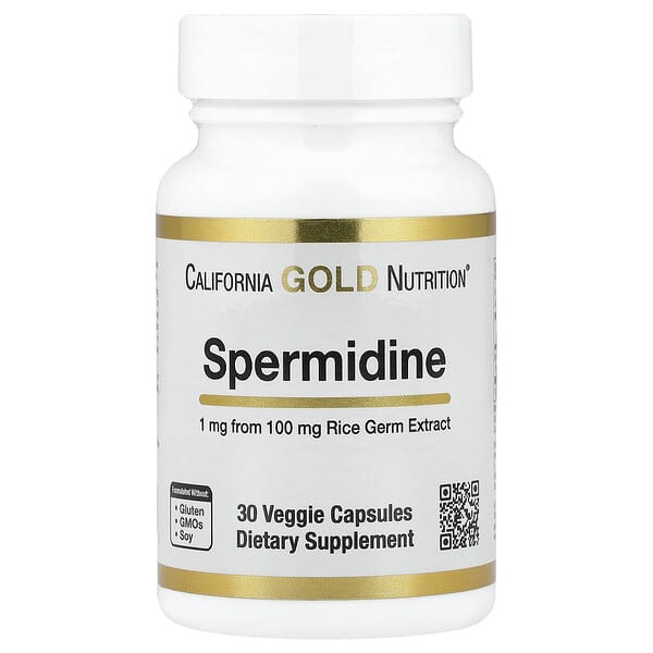 California Gold Nutrition, Spermidine, Rice Germ Extract, 1 mg, 30 Veggie Capsules