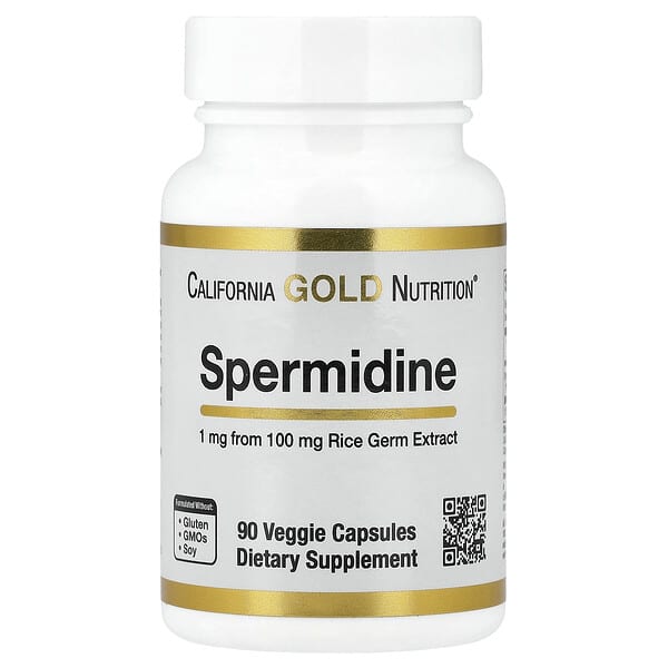 California Gold Nutrition, Spermidine, Rice Germ Extract, 1 mg , 90 Veggie Capsules