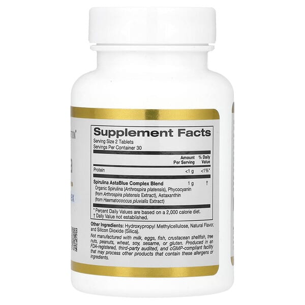 Alternative view of California Gold Nutrition, Spirulina, Organic AstaBlue Complex Blend, 60 Tablets