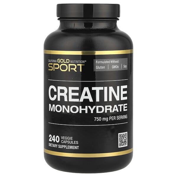 California Gold Nutrition, Sport, Pure Creatine Monohydrate, 750 mg, 240 Veggie Capsules