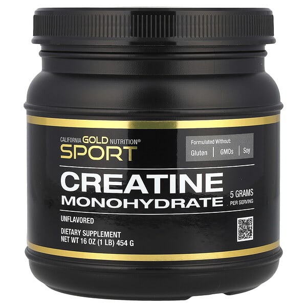 California Gold Nutrition, Sport, Pure Creatine Monohydrate, Unflavored, 1 lb (454 g)