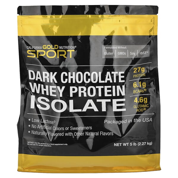 California Gold Nutrition, Sport, Whey Protein Isolate, Dark Chocolate, 5 lb (2.27 kg)