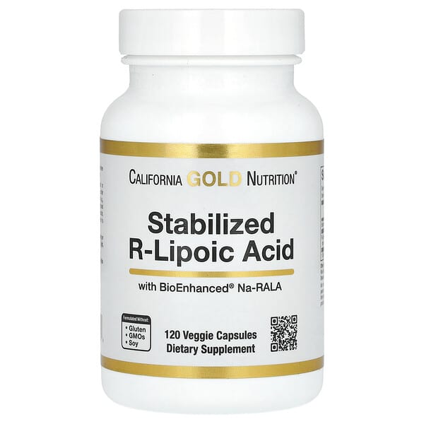 California Gold Nutrition, Stabilized R-Lipoic Acid with Bio-Enhanced® Na-RALA and Biotin, 120 Veggie Capsules