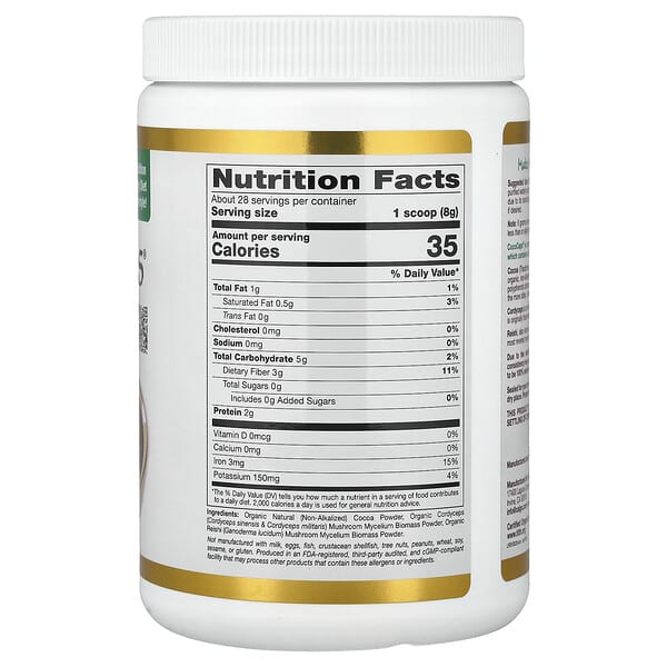 Alternative view of California Gold Nutrition, Superfoods, CocoCeps, Organic Cocoa, Cordyceps & Reishi, 7.93 oz (225 g)