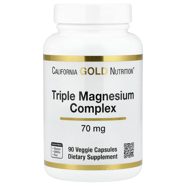 California Gold Nutrition, Triple Magnesium Complex, 70 mg , 90 Veggie Capsules