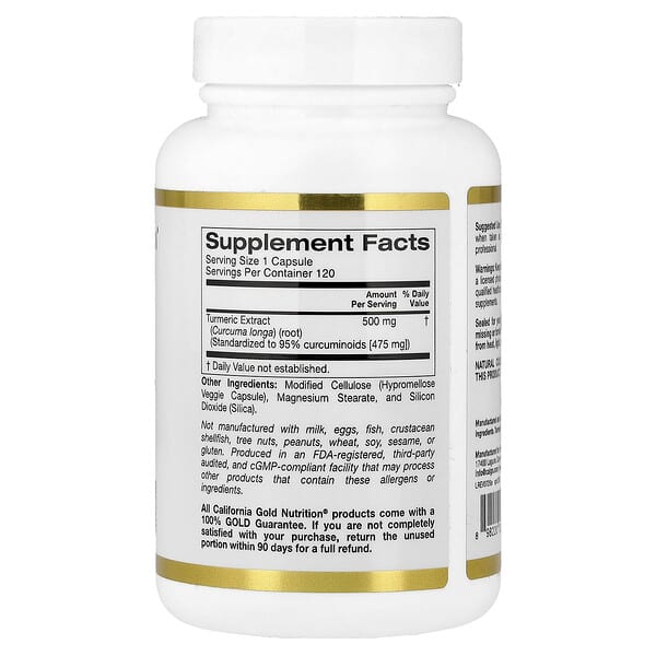 Alternative view of California Gold Nutrition, Turmeric Curcumin, 500 mg, 120 Veggie Capsules