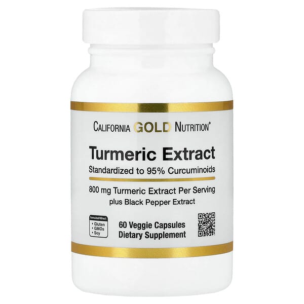 California Gold Nutrition, Turmeric Extract with 95% Curcuminoids, and BioPerine® Black Pepper Extract, 60 Veggie Capsules