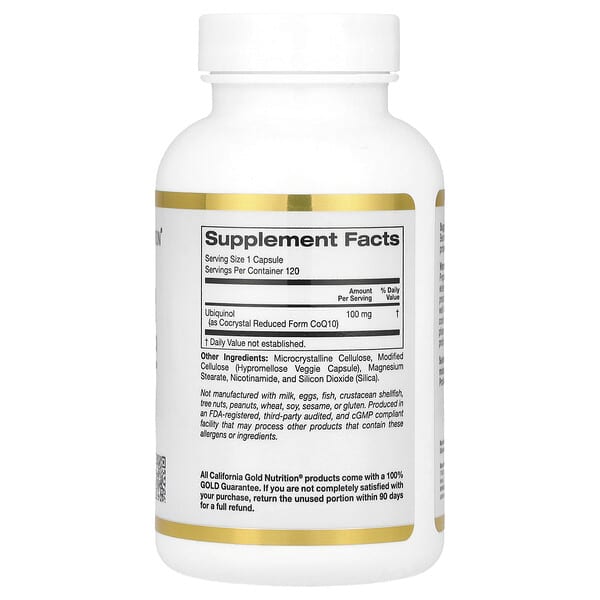 Alternative view of California Gold Nutrition, Ubiquinol Reduced Form CoQ10, 100 mg , 120 Veggie Capsules
