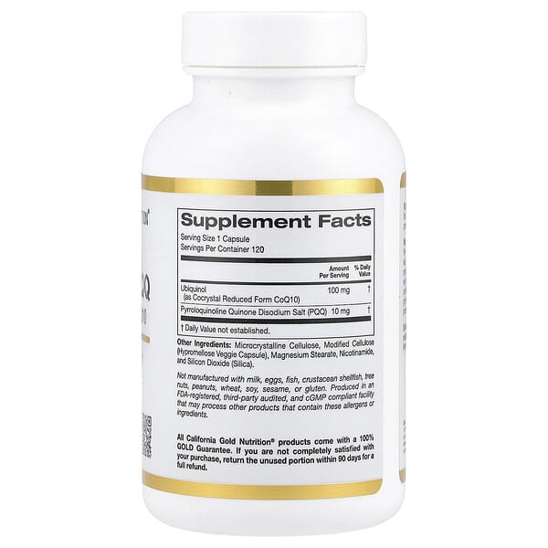 Alternative view of California Gold Nutrition, Ubiquinol Reduced Form CoQ10 + PQQ, 120 Veggie Capsules