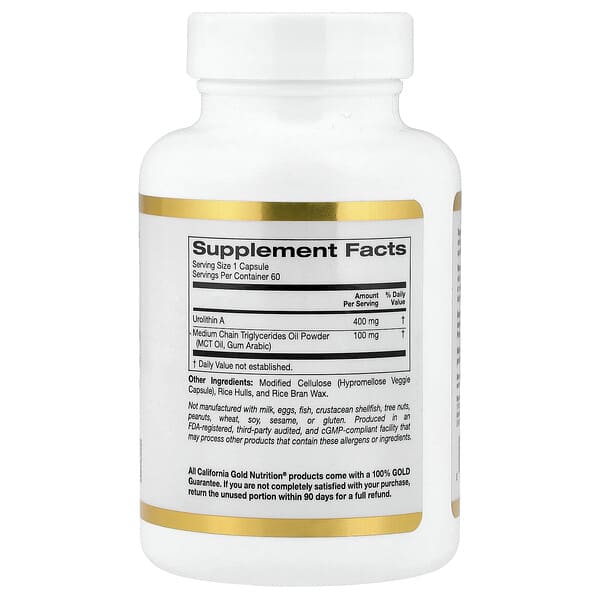 Alternative view of California Gold Nutrition, Urolithin A with MCT Oil Powder, 60 Veggie Capsules