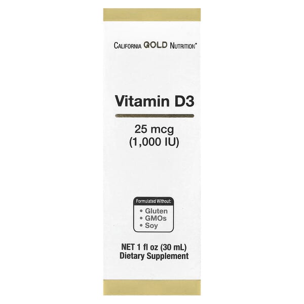 California Gold Nutrition, Vitamin D3, 25 mcg (1,000 IU), 1 fl oz (30 ml)
