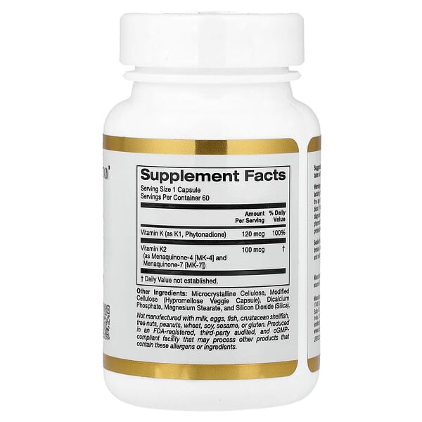 Alternative view of California Gold Nutrition, Vitamin K Complex, 60 Veggie Capsules
