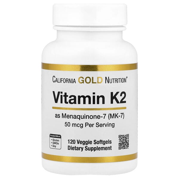 California Gold Nutrition, Vitamin K2 (as Menaquinone-7), 50 mcg , 120 Veggie Softgels