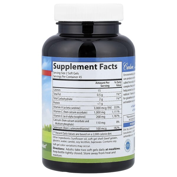 Alternative view of Carlson, ACES®, Vitamins A, C, E + Selenium, 90 Softgels