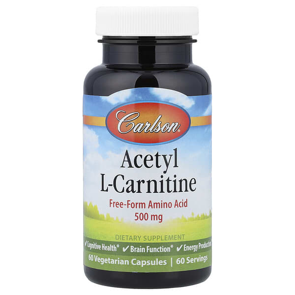 Carlson, Acetyl L-Carnitine, 500 mg, 60 Vegetarian Capsules 4 Carlson, Acetyl L-Carnitine, 500 mg, 60 Vegetarian Capsules