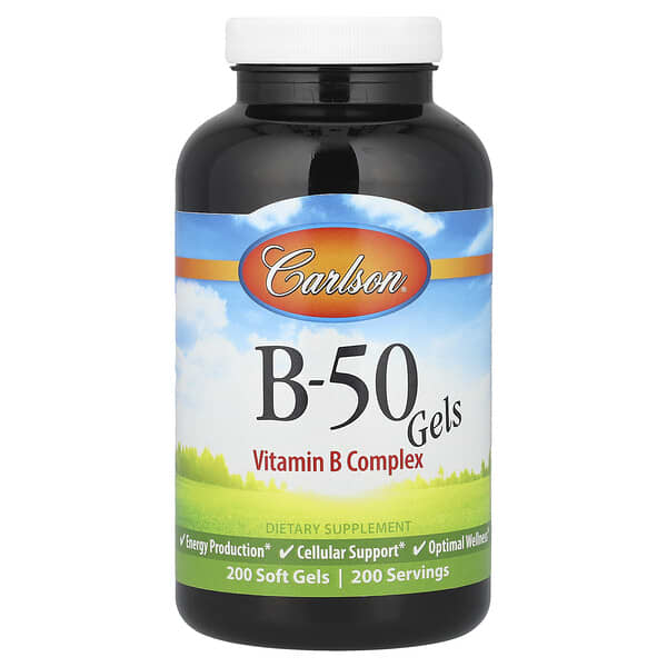 Carlson, B-50 Gel, Vitamin B Complex, 200 Soft Gels 2 Carlson, B-50 Gel, Vitamin B Complex, 200 Soft Gels