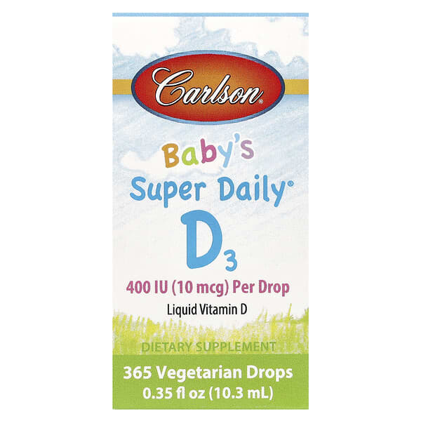 Carlson, Baby's Super Daily® D3, 10 mcg (400 IU), 0.35 fl oz (10.3 ml)