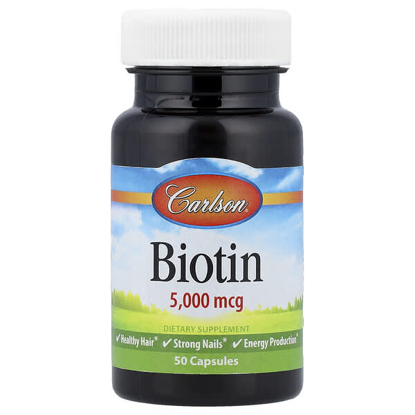 Carlson, Biotin, 5,000 mcg, 50 Capsules