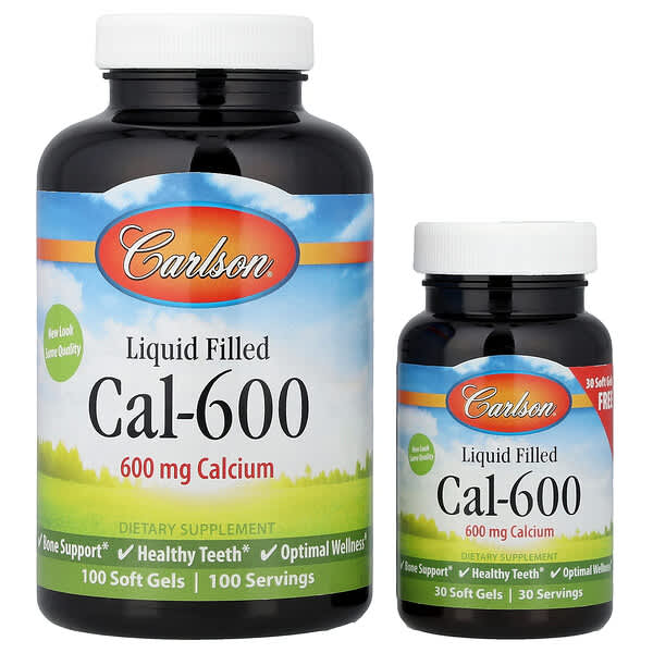 Carlson, Cal-600, Liquid Filled , 600 mg, 100 + 30  Softgels