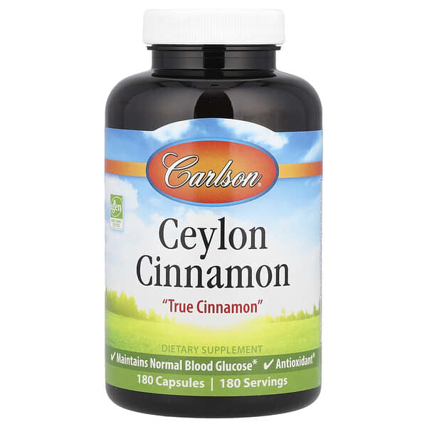 Carlson, Ceylon Cinnamon, 180 Capsules (500 mg per Capsule)