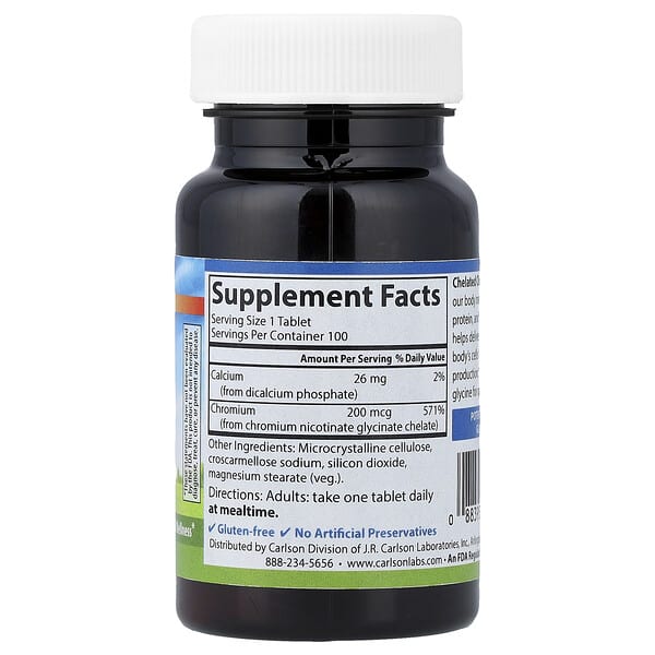 Alternative view of Carlson, Chelated Chromium, 100 Tablets