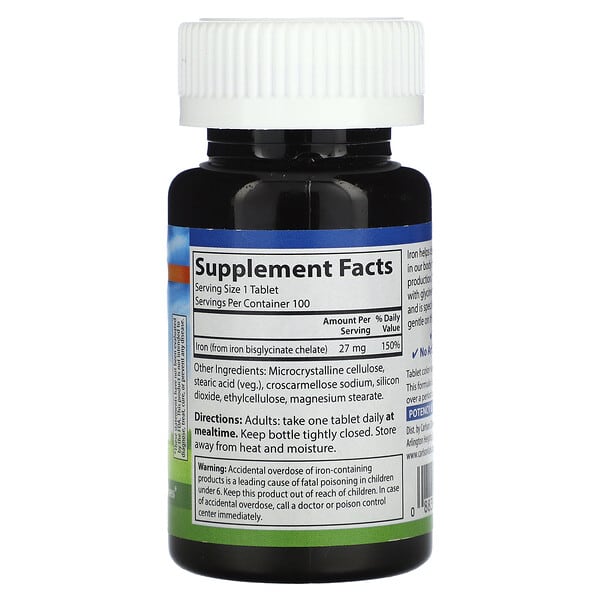Alternative view of Carlson, Chelated Iron, 27 mg, 100 Tablets