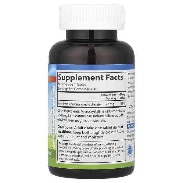 Alternative view of Carlson, Chelated Iron, 27 mg, 250 Tablets