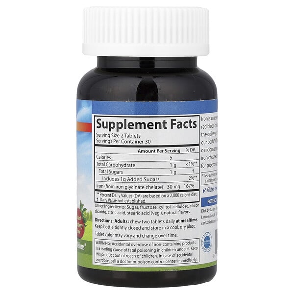 Alternative view of Carlson, Chewable Iron, Natural Strawberry, 60 Tablets (15 mg per Tablet)