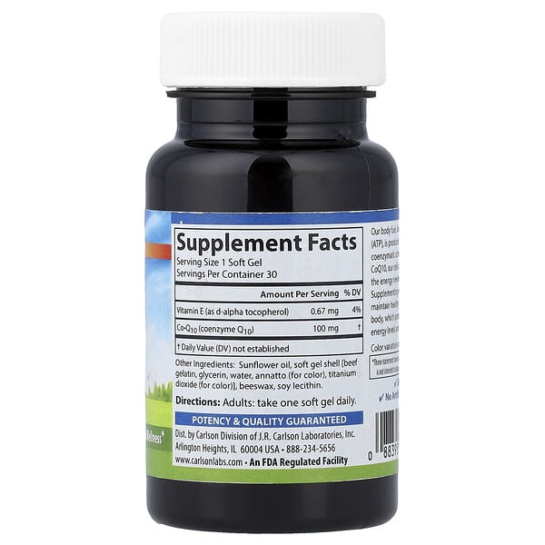 Alternative view of Carlson, CoQ10, 100 mg, 30 Soft Gels