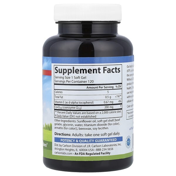 Alternative view of Carlson, CoQ10, 200 mg, 120 Soft Gels