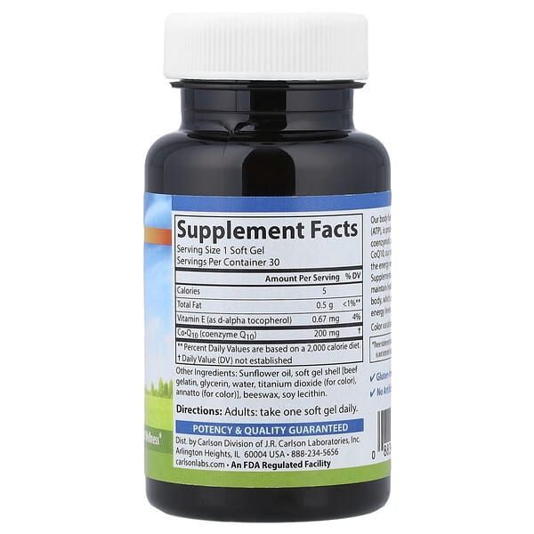 Alternative view of Carlson, CoQ10, 200 mg, 30 Soft Gels
