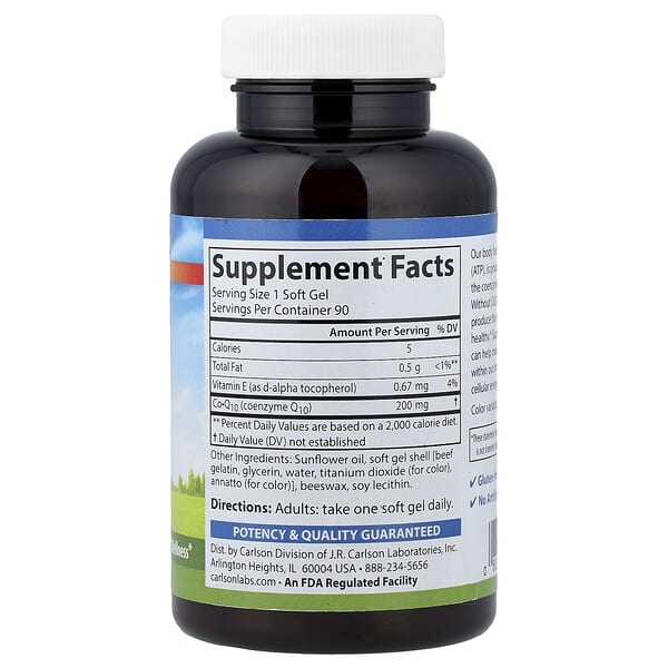 Alternative view of Carlson, CoQ10, 200 mg, 90 Soft Gels