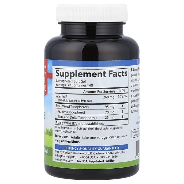 Alternative view of Carlson, E-Gems® Plus, 140 Soft Gels