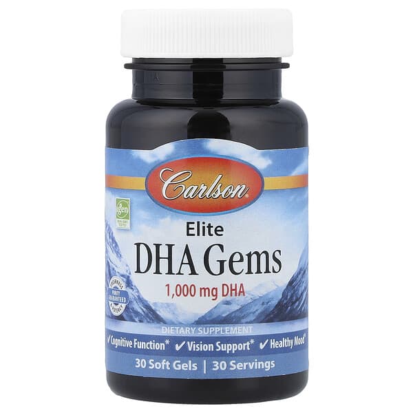 Carlson, Elite DHA Gems, 1,000 mg, 30 Soft Gels