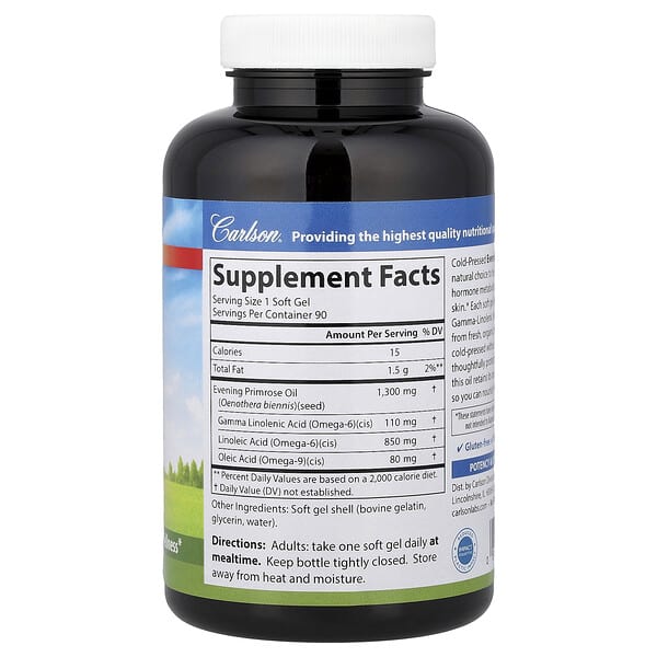 Alternative view of Carlson, Evening Primrose Oil, 90 Soft Gels