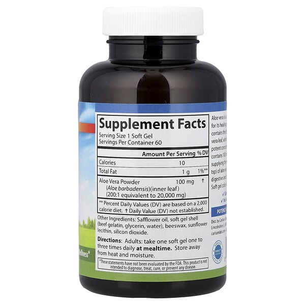 Alternative view of Carlson, Golden Aloe , 100 mg , 60 Soft Gels