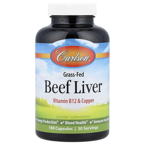 Carlson, Grass-Fed Beef Liver, 180 Capsules