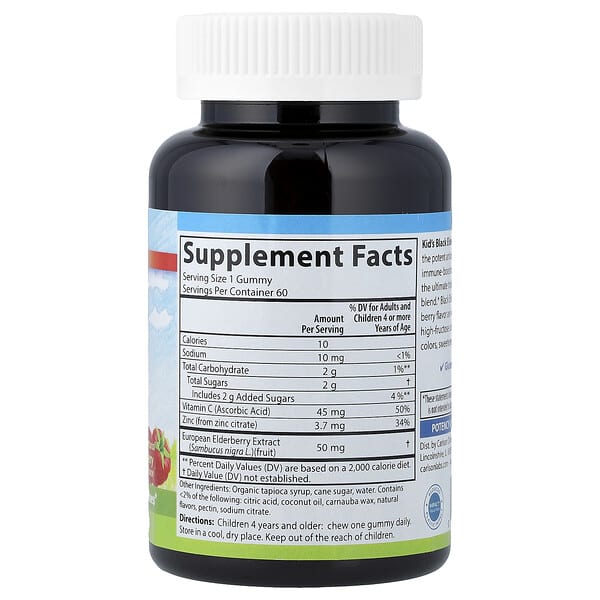 Alternative view of Carlson, Kid's Black Elderberry Gummies + Vitamin C & Zinc, Natural Berry, 60 Vegetarian Gummies
