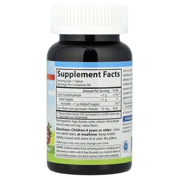 Alternative view of Carlson, Kid's, Chewable Iron, Natural Strawberry, 15 mg, 60 Tablets