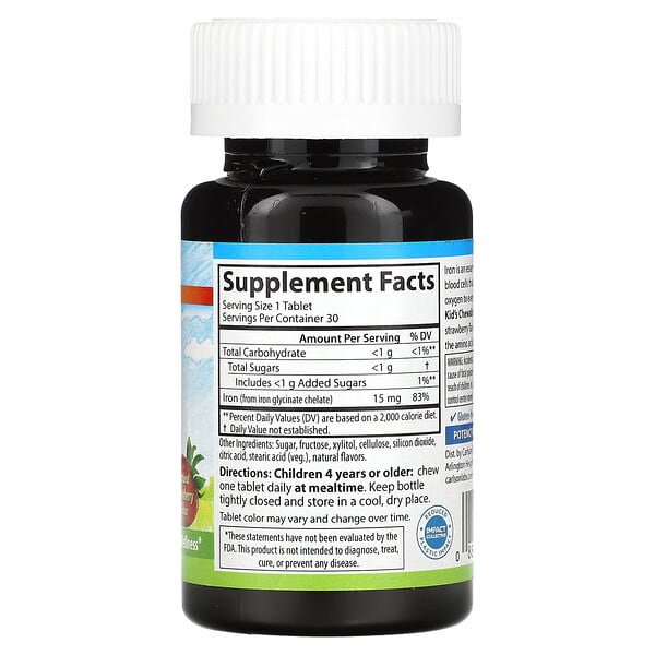 Alternative view of Carlson, Kid's Chewable Iron, Strawberry, 15 mg, 30 Tablets