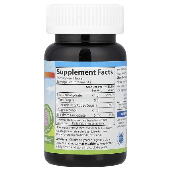 Alternative view of Carlson, Kid's Chewable Zinc, Natural Mixed Berry, 5 mg, 42 Tablets