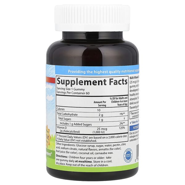 Alternative view of Carlson, Kid's, Vitamin D3 Gummies, Natural Fruit, 25 mcg (1,000 IU), 60 Vegetarian Gummies