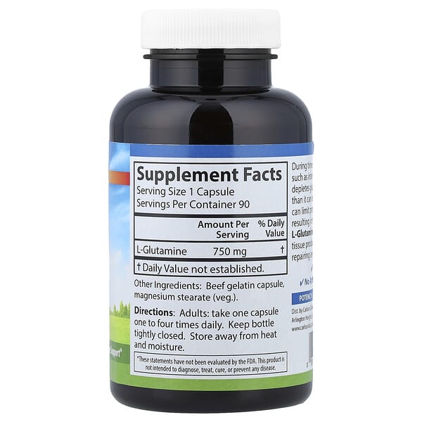 Alternative view of Carlson, L-Glutamine, 750 mg, 90 Capsules