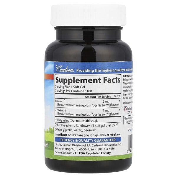 Alternative view of Carlson, Lutein, 180 Soft Gels